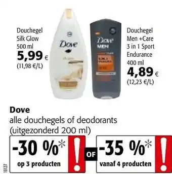 Colruyt Dove alle douchegels of deodorants aanbieding