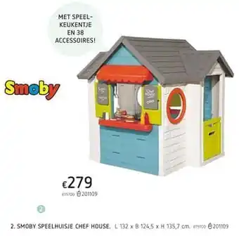 Dreamland Smoby speelhuisje chef house L 132 x B 124.5 x H 135.7 cm aanbieding