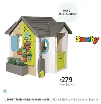 Dreamland Smoby speelhuisje garden house L 132 x B 128.5 x H 135 cm aanbieding