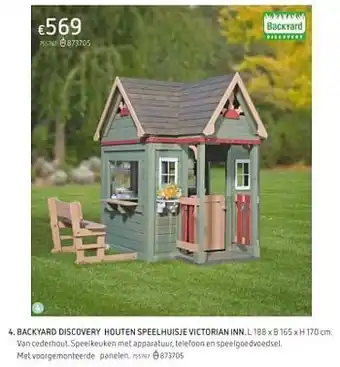 Dreamland Backyard discovery houten speelhuisje victorian inn L 188 x B 165 x H 170 cm aanbieding