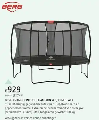 Dreamland Berg trampolineset champion black 3.30 M 100 kg aanbieding