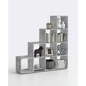 Leen Bakker Roomdivider Mega 10 vakken - betonkleur - 138,5x143,4x33 cm - Leen Bakker aanbieding