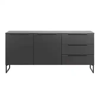 Leen Bakker Dressoir Malaga - antracietkleur/zwart - 88x190x48 cm - Leen Bakker aanbieding