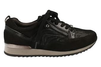 Berca Shoes Caprice Veterschoen Dames Comfort Volledig Leder - Zwart aanbieding