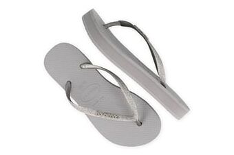 Berca Shoes Havaianas Teenslipper Dames Ice Grey Slim Flatform Glitter - Grijs aanbieding