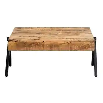 Leen Bakker Salontafel Xavi - naturelkleur/zwart - 39x80x80 cm - Leen Bakker aanbieding
