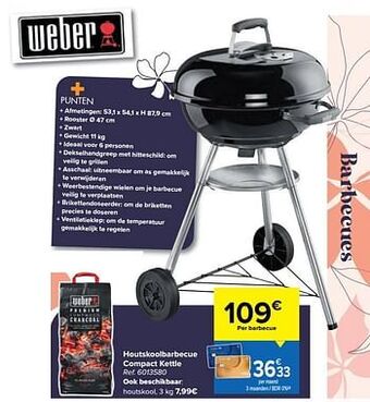 Carrefour Houtskoolbarbecue compact kettle aanbieding