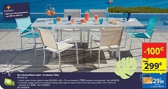 Carrefour Set uitschuifbare tafel + 6 stoelen tello aanbieding