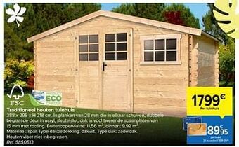 Carrefour Traditioneel houten tuinhuis aanbieding