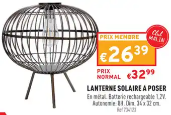 Lanterne Solaire A Poser
