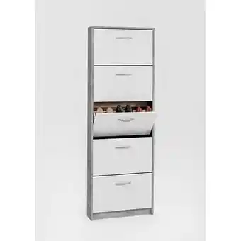 Schoenenkast Step - betonkleur/wit - Leen Bakker