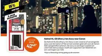 Kamera Express Hahnel hl-e6 ultra li-ion accu voor canon aanbieding