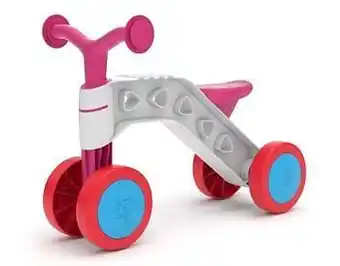 ItsyBitsy loopfietsje met 4 wielen wit/roze