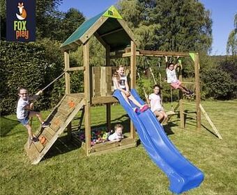 Dreamland Fox play schommel Riverside Monkey Bar Adventure met blauwe glijbaan aanbieding