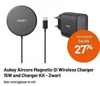 Kamera Express Aukey aircore magnetic qi wireless charger 15w and charger kit - zwart aanbieding