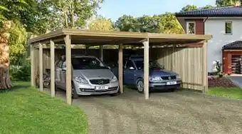 Brico Weka dubbele carport 618 GR.2 576x591cm aanbieding