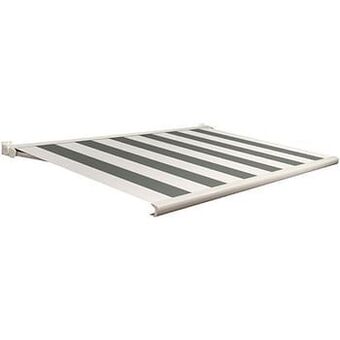 Brico Domasol zonnetent elektrisch met afstandsbediening ’Factor 20-C’ groen/wit brede strepen 350 x 250 cm aanbieding