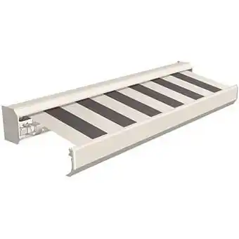 Brico Domasol zonnetent elektrisch ’Factor 30-A’ grijs/wit brede strepen 550 x 300 cm aanbieding