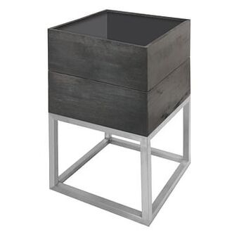 Brico Plantenbak acaciahout vierkant 35x35cm zwart + RVS voet aanbieding