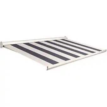Brico Domasol zonnetent elektrisch ’Factor 10-C’ blauw/wit brede strepen 450 x 250 cm aanbieding