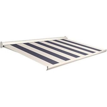 Brico Domasol zonnetent manueel ’Factor 10-C’ blauw/wit brede strepen 350 x 250 cm aanbieding