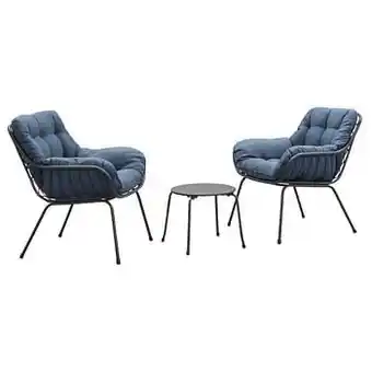 Leen Bakker Le Sud loungeset Orange - antraciet/blauw - 3-delig - Leen Bakker aanbieding