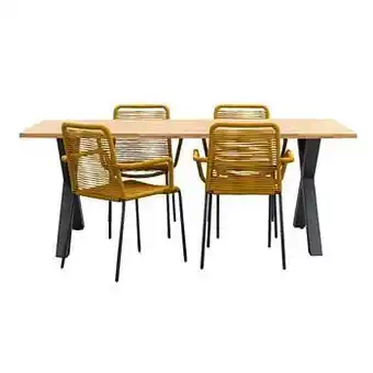 Leen Bakker Le Sud tuinset Lunas Beaune X-poot - okergeel - 5-delig - Leen Bakker aanbieding