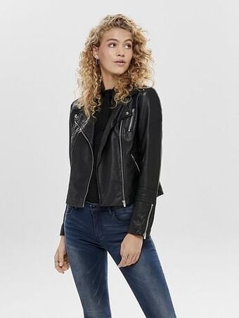 Berca Shoes Only Jas Biker Otw Noos Black Leather Look - Zwart aanbieding