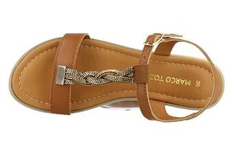 Berca Shoes Marco Tozzi Sandaal Plat Dames - Cognac aanbieding