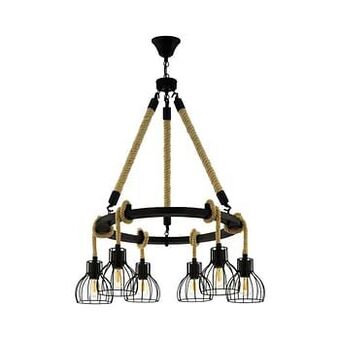 EGLO hanglamp 6-lichts Rampside - zwart/amber - Leen Bakker