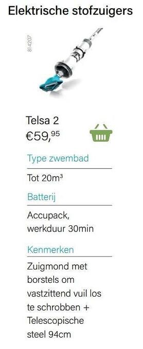 Multi bazar Kokido elektrische stofzuigers telsa 2 aanbieding