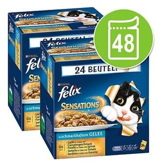 Zooplus 48x100g Sensations Vlees selectie in Gelei Felix Kattenvoer aanbieding