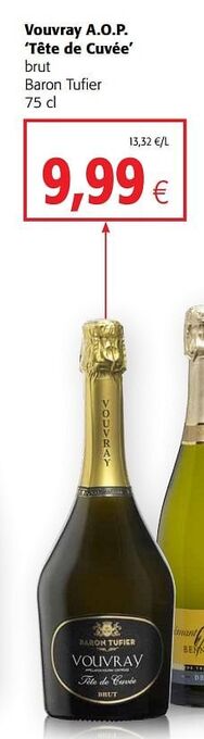 Colruyt Vouvray a.o.p. `tête de cuvée` brut baron tufier aanbieding