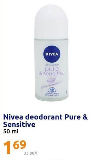 Action Nivea deodorant pure + sensitive aanbieding