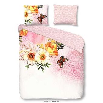 Good morning dekbedovertrek Fly away - roze - 200x200/220 cm - Leen Bakker
