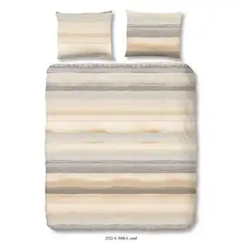 Leen Bakker Good Morning dekbedovertrek Mika - zandkleur - 200x200/220 cm - Leen Bakker aanbieding