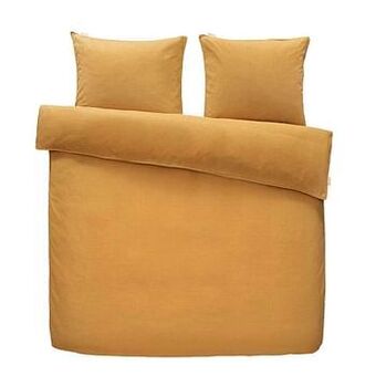 Leen Bakker Walra dekbedovertrek Vintage Cotton - mosterdgeel - 200x200/220 cm - Leen Bakker aanbieding