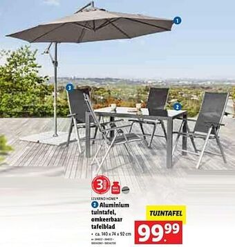 Lidl Aluminium tuintafel, omkeerbaar tafelblad aanbieding