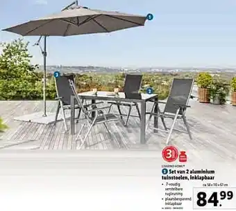 Lidl Set van 2 aluminium tuinstoelen, inklapbaar aanbieding