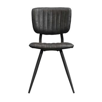 Leen Bakker Eetkamerstoel Brim - stof - antraciet - Leen Bakker aanbieding