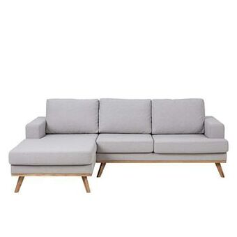 Leen Bakker Hoeksalon Lund - hoek links - stof Stuart - lichtgrijs/eikenkleur - Leen Bakker aanbieding