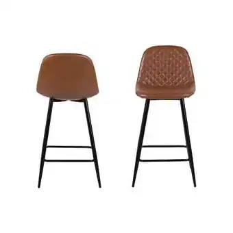 Leen Bakker Barkruk Viksmom - cognackleur (2 stuks) - 65 cm - Leen Bakker aanbieding