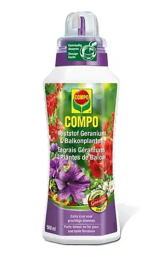 Brico Compo vloeibare meststof Geraniums & Balkonplanten 500ml aanbieding