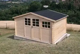 Brico Solid tuinhuis Initia Tyrol hout 388x298cm aanbieding