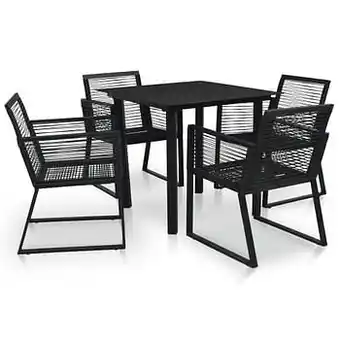 VidaXL 5-delige tuinset PVC-rattan zwart