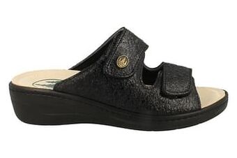 Berca Shoes Franken Schuhe Comfort Slipper Dames Volledig Leder/kurkvoetbed - Zwart aanbieding