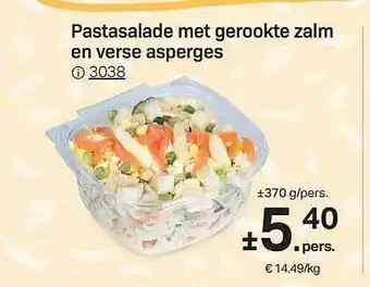 Buurtslagers Pastasalade Met Gerookte Zalm En Verse Asperges aanbieding