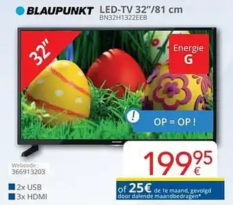 Eldi Blaupunkt led-tv 32``-81 cm bn32h1322eeb aanbieding