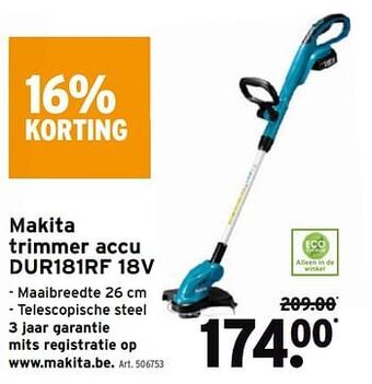 GAMMA Makita trimmer accu dur181rf 18v aanbieding
