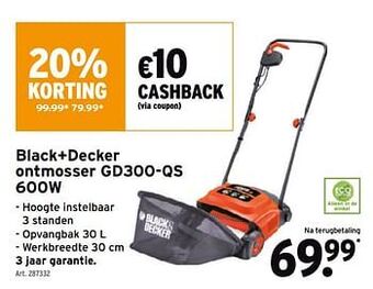 GAMMA Black+decker ontmosser gd300-qs aanbieding